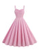 Pink 1950s Spaghetti Strap Stripes Swing Dress: timeless style reimagined