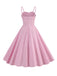 Pink 1950s Spaghetti Strap Stripes Swing Dress: timeless style reimagined
