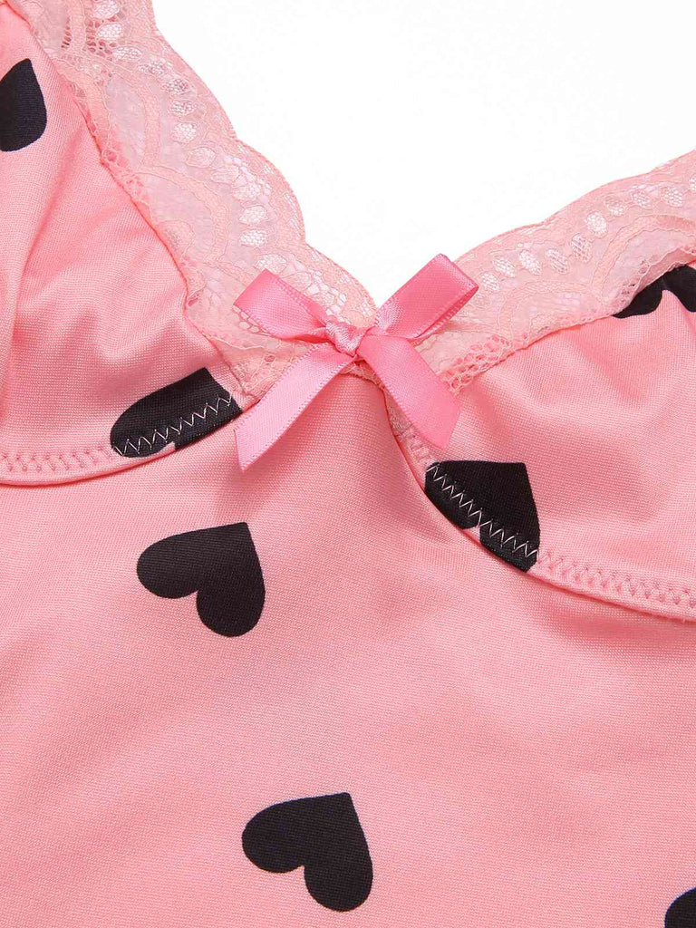 Pink 1950s Spaghetti Straps Lace Hearts Nightgown, vintage fashion, retro style - perfect for women who love vintage and retro fashion