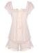 Pink 1950s Square Collar Ribbon Pajamas, vintage pajamas, retro nightwear - perfect for women who love vintage and retro fashion