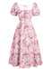 Pink 1950s Square Neck Floral Dress - vintage dress, retro fashion, rockabilly