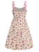 This Pink 1950s Strap Ditsy Floral Lace-Up A-Line Dress wraps her in 1950s elegance, one twirl at a time