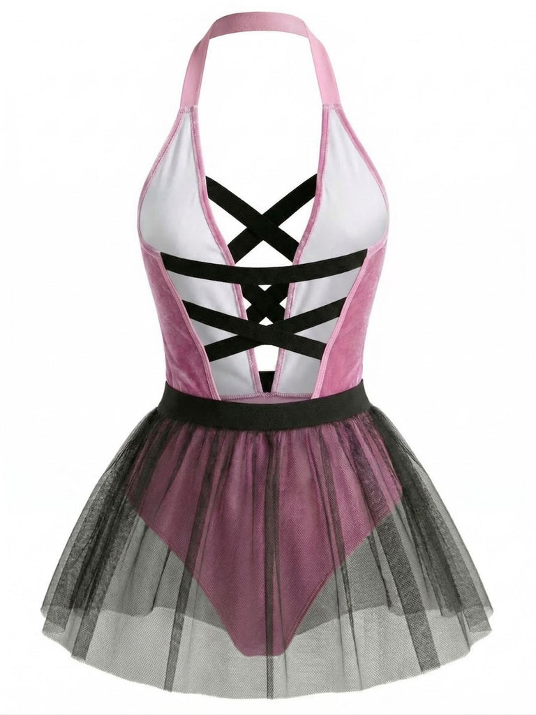 Pink 1950s Strappy Tulle Bunny Costume Set - vintage fashion, retro style