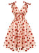 This Pink 1950s Strawberry Mesh Swing Dress wraps her in 1950s elegance, one twirl at a time