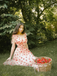 Pink 1950s Strawberry Mesh Swing Dress - vintage dress, retro fashion, rockabilly