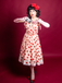 Pink 1950s Strawberry Mesh Swing Dress - vintage dress, retro fashion, rockabilly