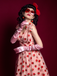 Pink 1950s Strawberry Mesh Swing Dress - vintage dress, retro fashion, rockabilly