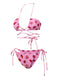 Pink 1950s Strawberry Waist Tie Halter Bikini Set, vintage swimsuit, pin-up swimwear - perfect for women who love vintage and retro fashion