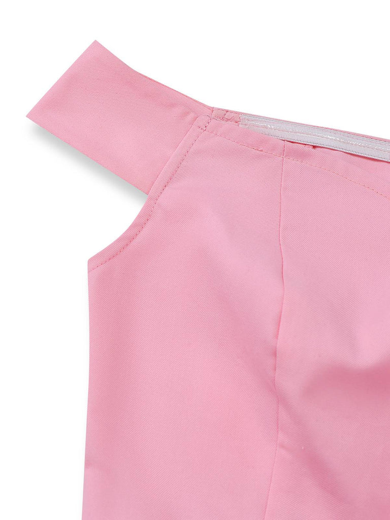 Pink 1950s Sweetheart Rose Mesh Off-Shoulder Dress - vintage dress, retro fashion, rockabilly