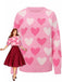 Pink 1950s Valentine's Day Heart Pearl Sweater - vintage fashion, retro style