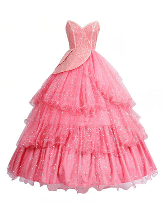 She slips into this Pink 1950s Wicked Glitter Mesh Swing Dress and suddenly it's a 1950s daydream