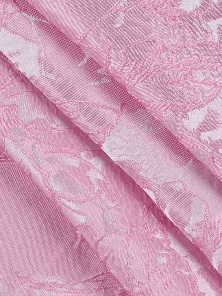 Pink 1960s Back Bow Jacquard Floral Dress: where 1960s romance meets her modern spirit