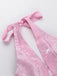 She slips into this Pink 1960s Back Bow Jacquard Floral Dress and suddenly it's a 1960s daydream