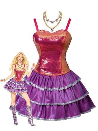 Pink 1960s Barbie Sequin Strap Ruffled Dress - vintage dress, retro fashion