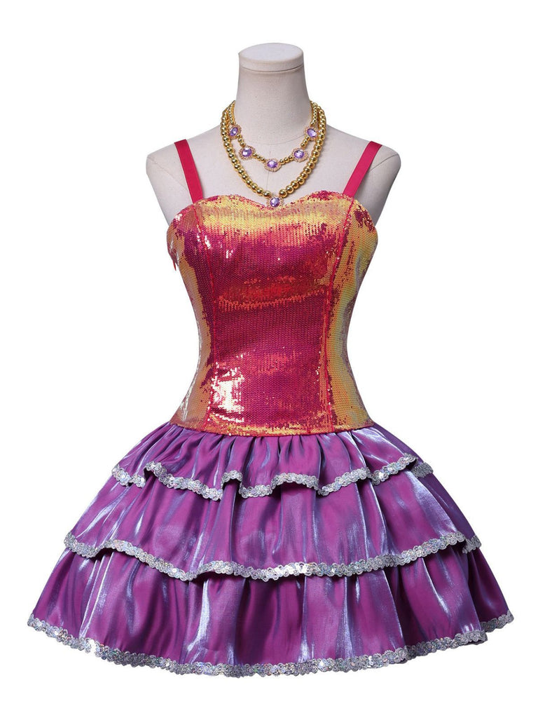 white christmas dresses Barbie Sequined Straps Ruffled Mini Princess Dress Set Dapper Day Outfits