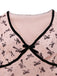 Pink 1960s Bow Print V-Neck Mesh Dress - vintage dress, retro fashion