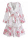 Pink 1960s Floral Cutout Print V-Neck Lace Dress - vintage dress, retro fashion, elegant style for vintage lovers