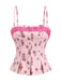 Pink 1960s Floral Lace Patchwork Pleated Camisole - vintage fashion, retro style