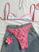 Pink 1960s Floral Print Bikini Set - vintage fashion, retro style