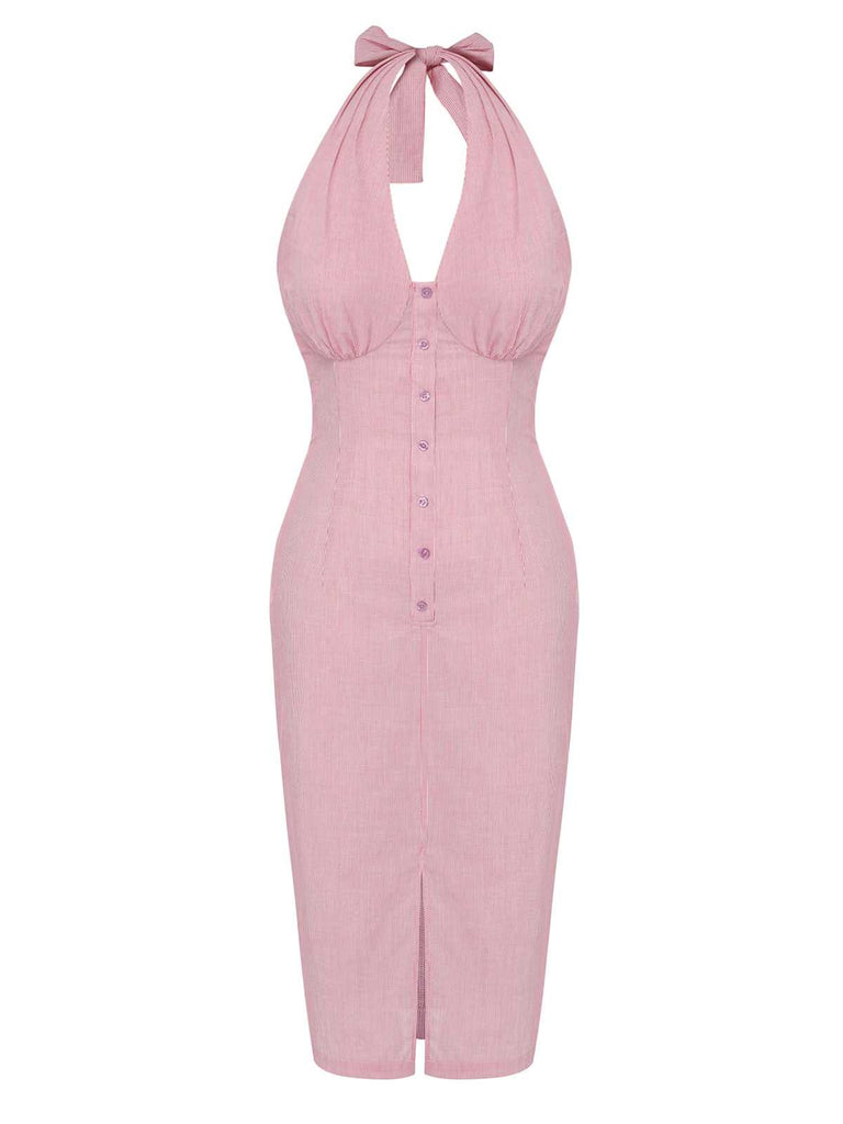 hot pink 60s dress Brglopf 1960s Dresses for Women Lapel Double Breasted Dress 50sVintage Polka Dot Rockabilly Dresses Retro Tea Party Dress Pink XL, Women's