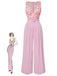 She adds this Pink 1960s Heart Neck Roses Belted Jumpsuit and suddenly it's 1960s perfection