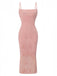 Pink 1960s Jacquard Satin Halter Bodycon Maxi Dress