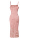 Pink 1960s Jacquard Satin Halter Bodycon Maxi Dress 2
