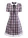 Pink 1960s Peter Pan Collar Plaid Ruffle Hem Dress - vintage dress, retro fashion