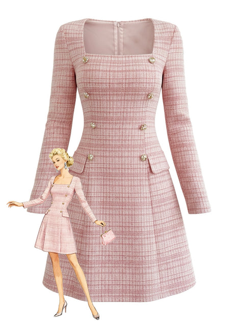 pink tweed dress Lea Tweed Sleeveless Mini Dress / Baby Pink | MESHKI