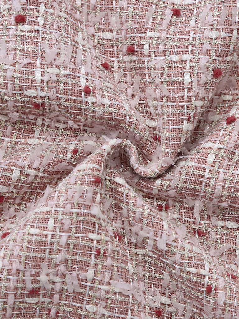 pink tweed pinafore dress Plaid Pattern Single Breasted Tweed Pinafore Dress Without Blouse