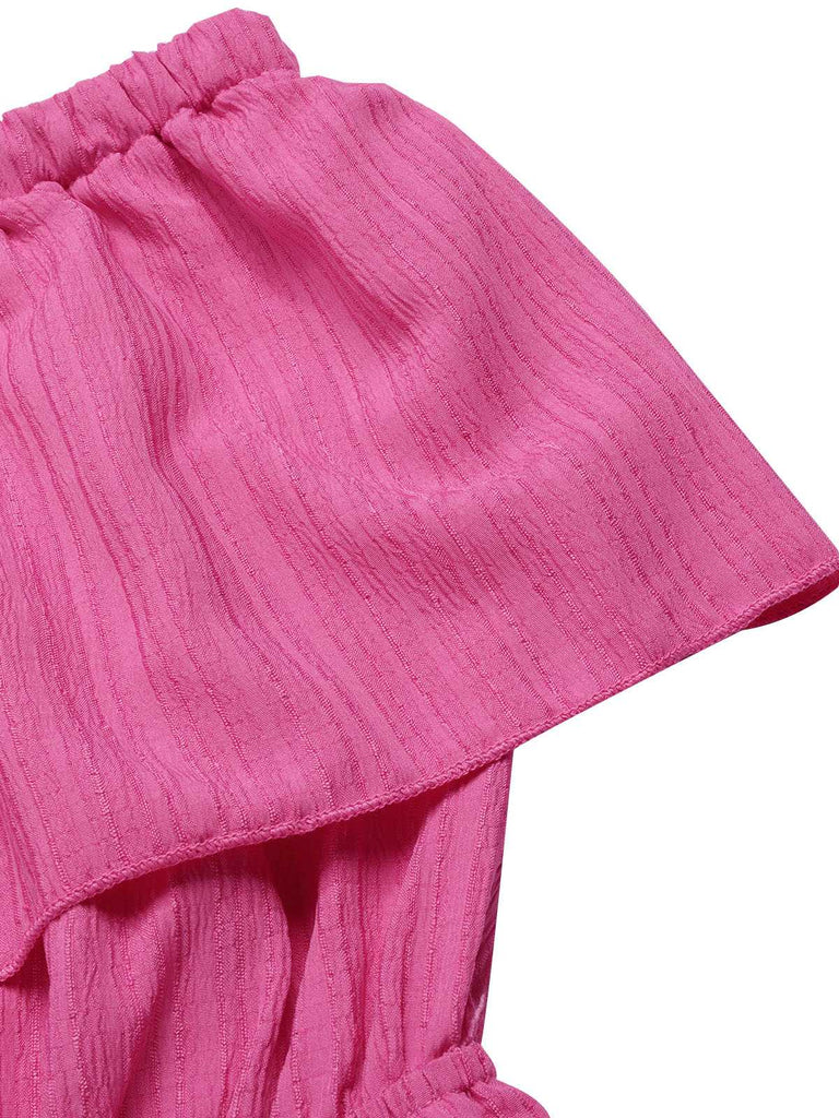 Pink 1960s Solid Off-Shoulder Wideleg Jumpsuit, vintage romper, retro jumpsuit - perfect for women who love vintage and retro fashion