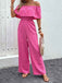 Pink 1960s Solid Off-Shoulder Wideleg Jumpsuit: timeless 1960s elegance she makes her own