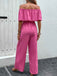 Pink 1960s Solid Off-Shoulder Wideleg Jumpsuit, vintage romper, retro jumpsuit - perfect for women who love vintage and retro fashion