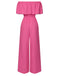 Pink 1960s Solid Off-Shoulder Wideleg Jumpsuit, vintage romper, retro jumpsuit - perfect for women who love vintage and retro fashion