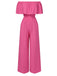 Pink 1960s Solid Off-Shoulder Wideleg Jumpsuit, vintage romper, retro jumpsuit - perfect for women who love vintage and retro fashion