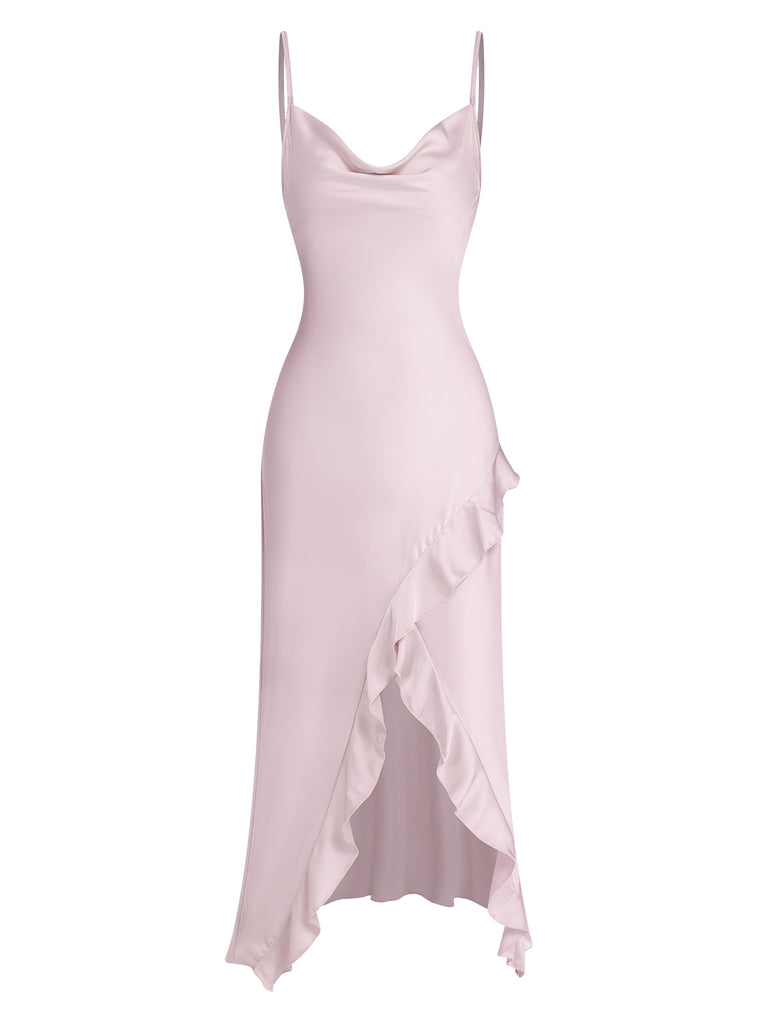1960s Solid Satin Ruffled Tulip | 1960s | vintage dress, retro fashion
