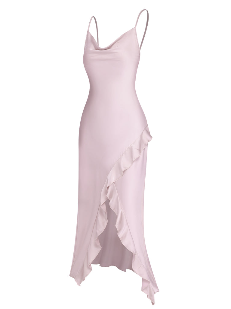 1960s Solid Satin Ruffled Tulip | 1960s | vintage dress, retro fashion