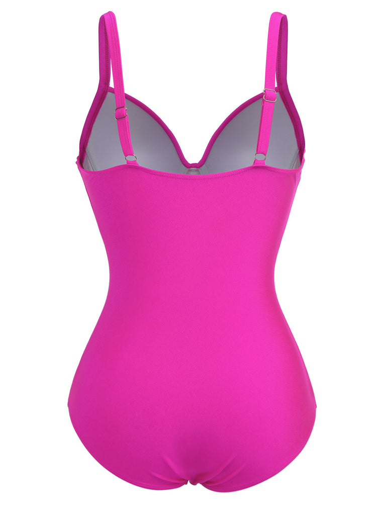 Pink 1960s Solid Spaghetti Strap Swimsuit, vintage swimsuit, pin-up swimwear - perfect for women who love vintage and retro fashion