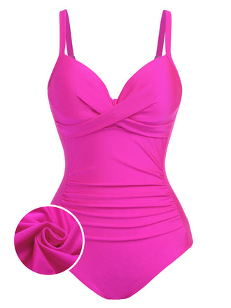 Pink 1960s Solid Spaghetti Strap Swimsuit, vintage swimsuit, pin-up swimwear - perfect for women who love vintage and retro fashion