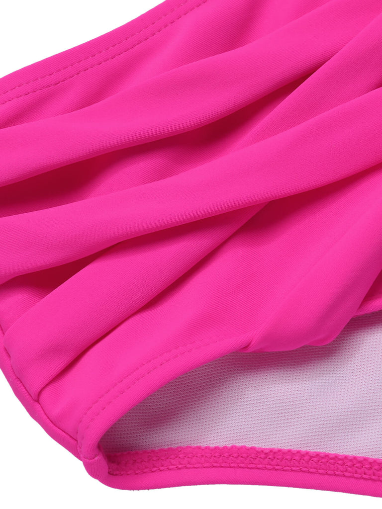 Pink 1960s Solid Strap Bandage Bikini Set - vintage fashion, retro style