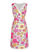 Pink 1960s V-Neck Cartoon Flowers Pencil Dress: where 1960s romance meets her modern spirit