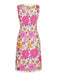 Pink 1960s V-Neck Cartoon Flowers Pencil Dress — the kind of 1960s dress that makes strangers smile