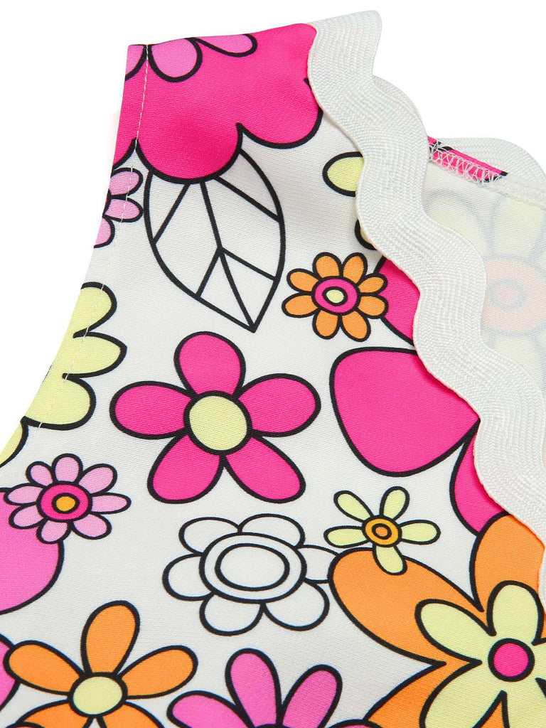 Pink 1960s V-Neck Cartoon Flowers Pencil Dress — a 1960s silhouette that turns sidewalks into runways