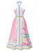 She slips into this Pink 1970s Round Halter Tropical Boho Dress and suddenly it's a 1970s daydream