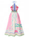 Pink 1970s Round Halter Tropical Boho Dress: where 1970s romance meets her modern spirit