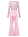 Pink 1970s Sequin Feather -Sleeve Wide-Leg Jumpsuit - vintage jumpsuit, retro fashion