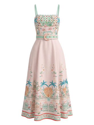 Pale Pink 1950s Floral Cami Classic Dress