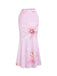 Pink 1980s Floral High-Waist Mermaid Maxi Skirt - vintage skirt, retro style, swing skirt for vintage lovers