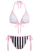 [Pre-Sale] Peach Pink 1940s Striped Bikini Set Bikini Set 3
