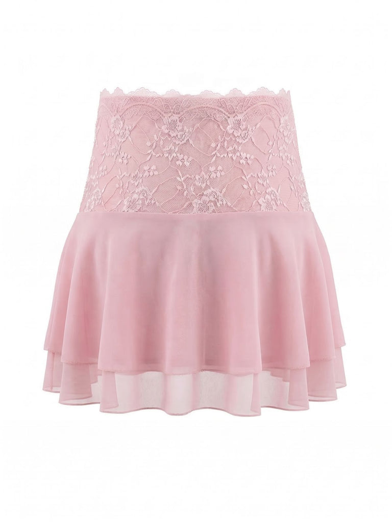 Pink 1980s Lace Embroidered Mini Skirt, vintage skirt, retro style - perfect for women who love vintage and retro fashion